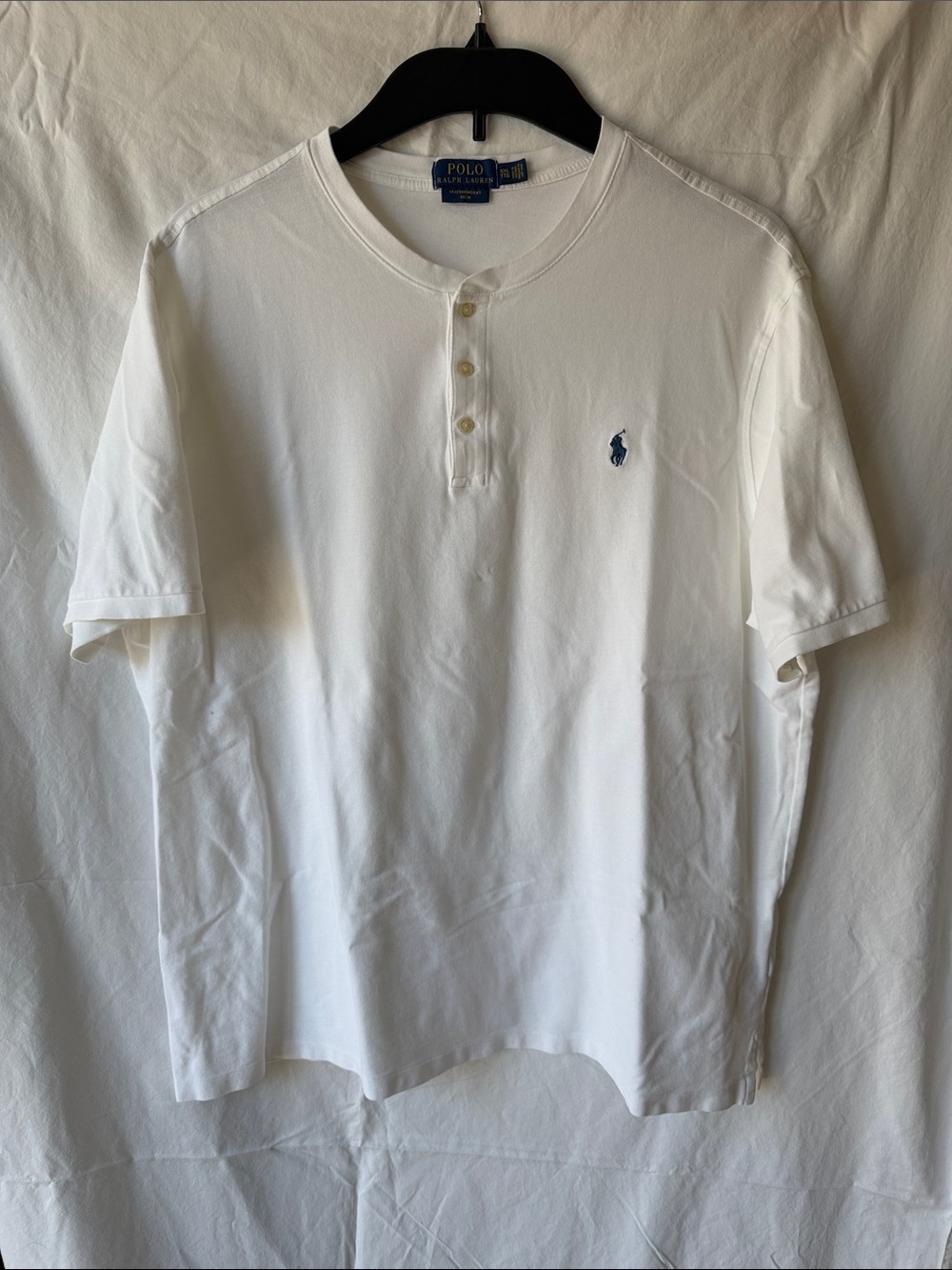 Polo by Ralph Lauren White Short-Sleeve Henley with Navy Pony